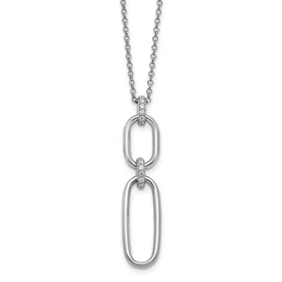 Diamond2deal Sterling Silver Polished Cubic Zirconia Necklace 16" With 2in Ext. In White