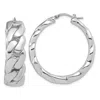 Diamond2deal Sterling Silver Polished Curb Link Fancy Hoop Earrings In Metallic