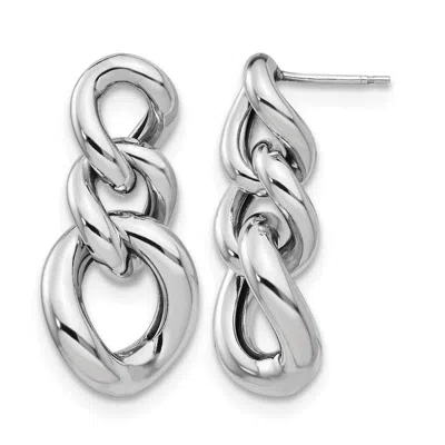 Diamond2deal Sterling Silver Polished Link Drop Dangle Earrings In Metallic