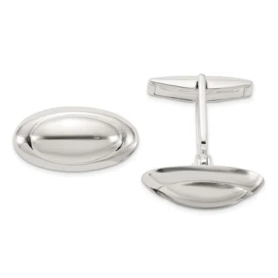 Diamond2deal Sterling Silver Polished Long Oval Cuff Links In White