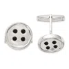 Diamond2deal Sterling Silver Polished Onyx Button Cuff Links