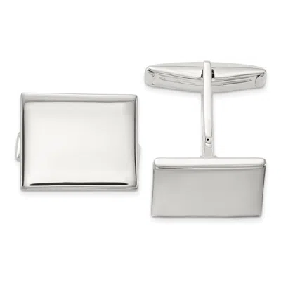 Diamond2deal Sterling Silver Polished Rectangle Cuff Links In White