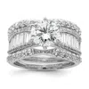 Diamond2deal Sterling Silver Polished Rhodium-plated Cubic Zirconia Trio 3 Ring Set