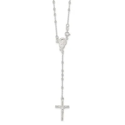 Diamond2deal Sterling Silver Polished Rosary Necklace 18"