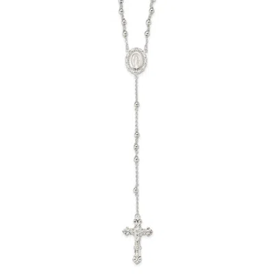Diamond2deal Sterling Silver Polished Rosary Necklace 18"