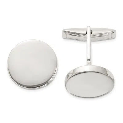 Diamond2deal Sterling Silver Polished Round Cuff Links In White