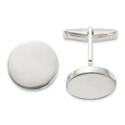 Diamond2deal Sterling Silver Polished Round Cuff Links In Metallic