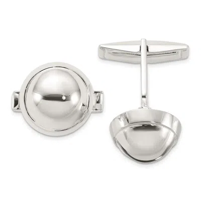 Diamond2deal Sterling Silver Polished Round Domed Cuff Links In Metallic