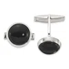 Diamond2deal Sterling Silver Polished Round Onyx Cuff Links