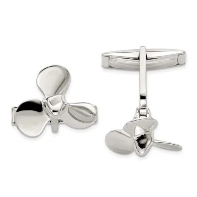 Diamond2deal Sterling Silver Propeller Cuff Links In White