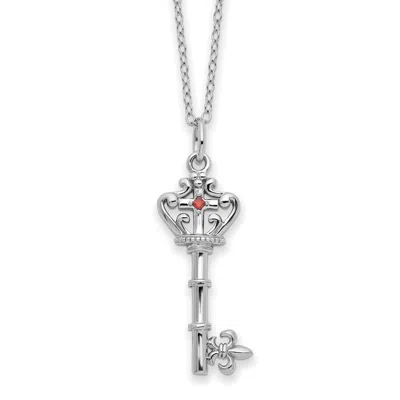 Diamond2deal Sterling Silver Red Cubic Zirconia Antiqued Key Of David Necklace In White