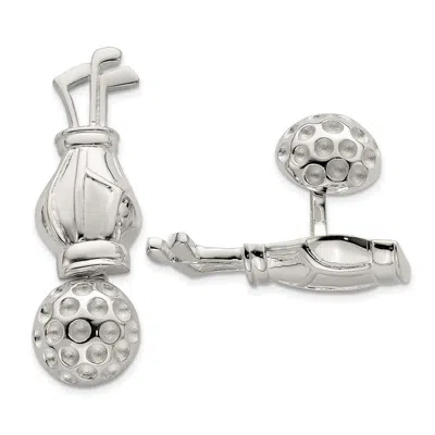 Diamond2deal Sterling Silver Reversible Golf Clubs & Ball Cufflinks