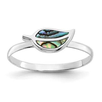 Diamond2deal Sterling Silver Rh-plated Abalone Leaf Ring In White