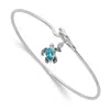 Diamond2deal Sterling Silver Rh-plated Thin Dangle Crystal Turtle Hook Bangle