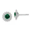 Diamond2deal Sterling Silver Rhod-plat Created Emerald Stud Earrings