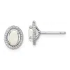 Diamond2deal Sterling Silver Rhod-plat Milky Opal Oval Stud Earrings