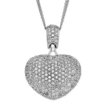 Diamond2deal Sterling Silver Rhod Plated Cubic Zirconia Heart Multi Strand Necklace 18" In Pattern