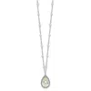 Diamond2deal Sterling Silver Rhodium Green Quartz & Moonstone Pendant Necklace