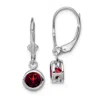 Diamond2deal Sterling Silver Rhodium Plated 6mm Round Garnet Drop Dangle Earrings