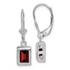 Diamond2deal Sterling Silver Rhodium Plated 7x5 Emerald Cut Garnet Drop Earrings