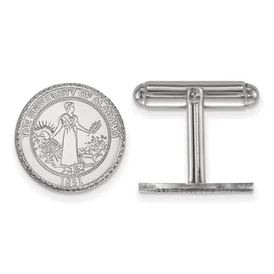 Diamond2deal Sterling Silver Rhodium-plated Alabama Crest Cuff Links In White