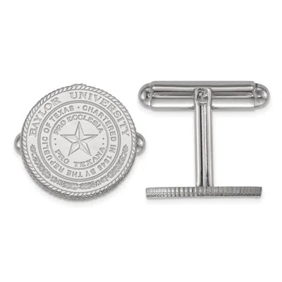 Diamond2deal Sterling Silver Rhodium-plated Baylor University Crest Cuff Links In White