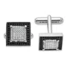 Diamond2deal Sterling Silver Rhodium-plated Black And White Cubic Zirconia Cuff Links