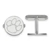 Diamond2deal Sterling Silver Rhodium-plated Clemson University Tiger Paw Cuff Links