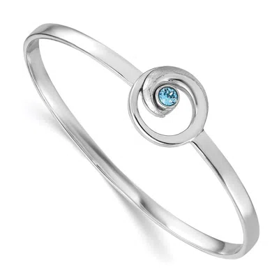 Diamond2deal Sterling Silver Rhodium-plated Crystal Wave Closed Latch Bangle In White