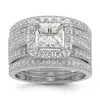Diamond2deal Sterling Silver Rhodium Plated Cubic Zirconia 3 Piece Bridal Ring Set