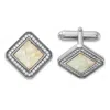 Diamond2deal Sterling Silver Rhodium-plated Cubic Zirconia And Mother Of Pearl Square Cuff Links