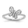 Diamond2deal Sterling Silver Rhodium-plated Cubic Zirconia Butterfly Ring