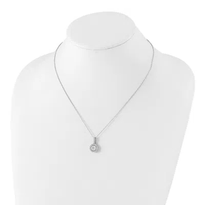 Diamond2deal Sterling Silver Rhodium-plated Cubic Zirconia Drop Halo Pendant Necklace