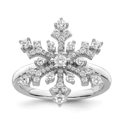 Diamond2deal Sterling Silver Rhodium-plated Cubic Zirconia Snowflake Ring