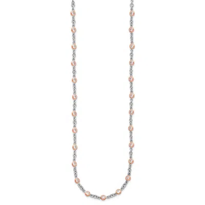 Diamond2deal Sterling Silver Rhodium-plated Cubic Zirconia Station Necklace 24" In Pink