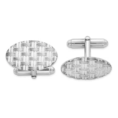 Diamond2deal Sterling Silver Rhodium-plated Cuff Links In White