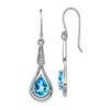 Diamond2deal Sterling Silver Rhodium-plated Cz And Blue Topaz Dangle Earrings