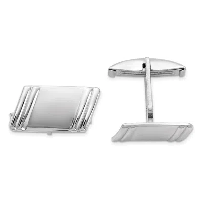 Diamond2deal Sterling Silver Rhodium-plated Diagonal Stripes Cuff Links In White