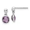 Diamond2deal Sterling Silver Rhodium-plated Diamond And Amethyst Dangle Earrings