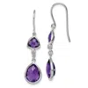 Diamond2deal Sterling Silver Rhodium Plated Diamond And Amethyst Dangle Earrings