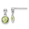 Diamond2deal Sterling Silver Rhodium-plated Diamond And Peridot Dangle Earrings