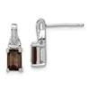Diamond2deal Sterling Silver Rhodium-plated Diamond And Smoky Quartz Earrings
