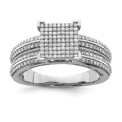 Diamond2deal Sterling Silver Rhodium Plated Diamond Square Engagement Ring In White