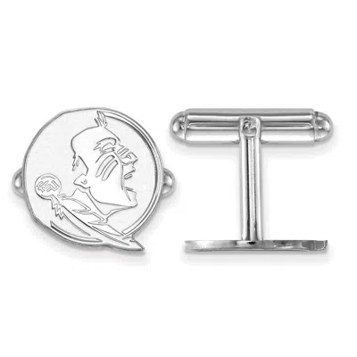 Diamond2deal Sterling Silver Rhodium-plated Florida State University Seminole Cuff Links In White