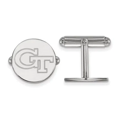 Diamond2deal Sterling Silver Rhodium-plated Georgia Institute Of Technology G-t Cuff Links In White