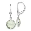 Diamond2deal Sterling Silver Rhodium-plated Green Quartz Dangle Lever Back Earrings