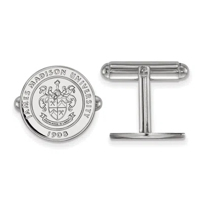 Diamond2deal Sterling Silver Rhodium-plated James Madison University Crest Cuff Links In White