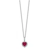 Diamond2deal Sterling Silver Rhodium-plated Lab Created Ruby And Cz Heart Halo Pendant Necklace