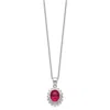 Diamond2deal Sterling Silver Rhodium-plated Lab Created Ruby And Cz Oval Halo Pendant Necklace