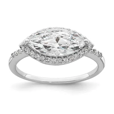 Diamond2deal Sterling Silver Rhodium-plated Marquise Halo Cubic Zirconia Ring